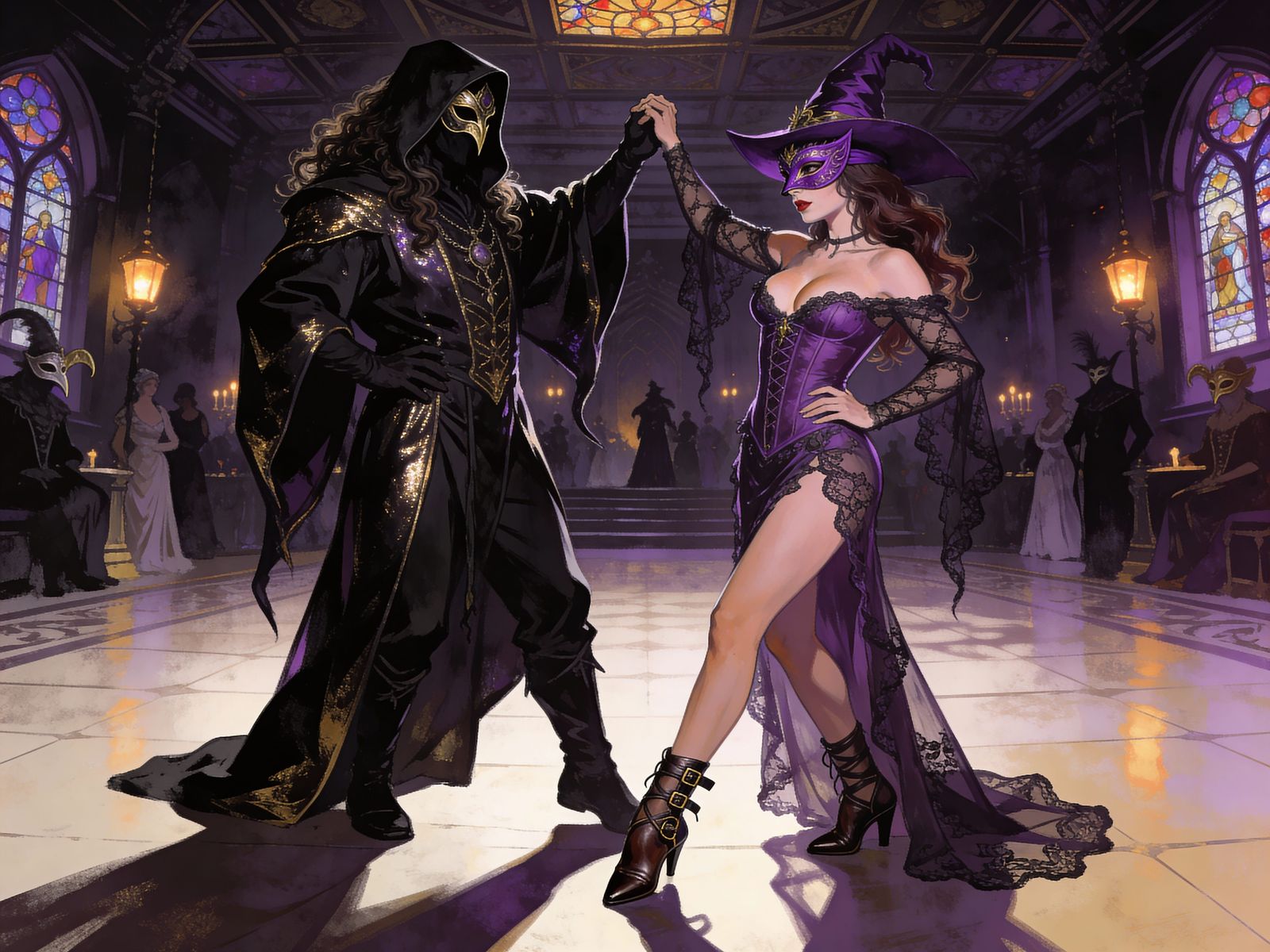 Gothic Masquerade Ball With Sensual Wizard Couple