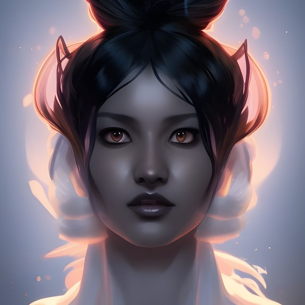 Intricate Black Kitsune Portrait