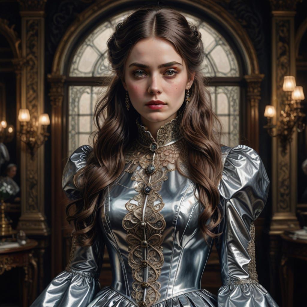 Elegant Victorian Woman in Hyperrealistic Portrait