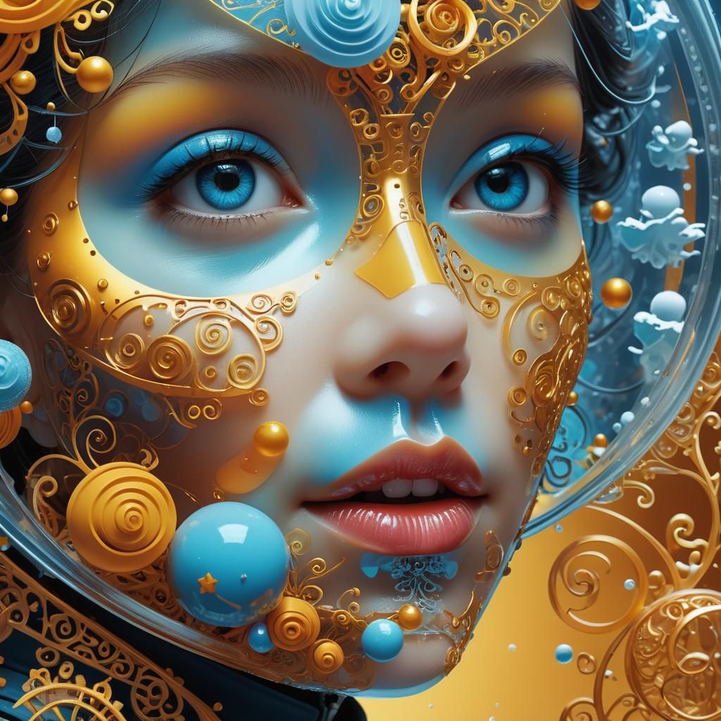 Surreal Filigree Double Exposure in Digital Art Style