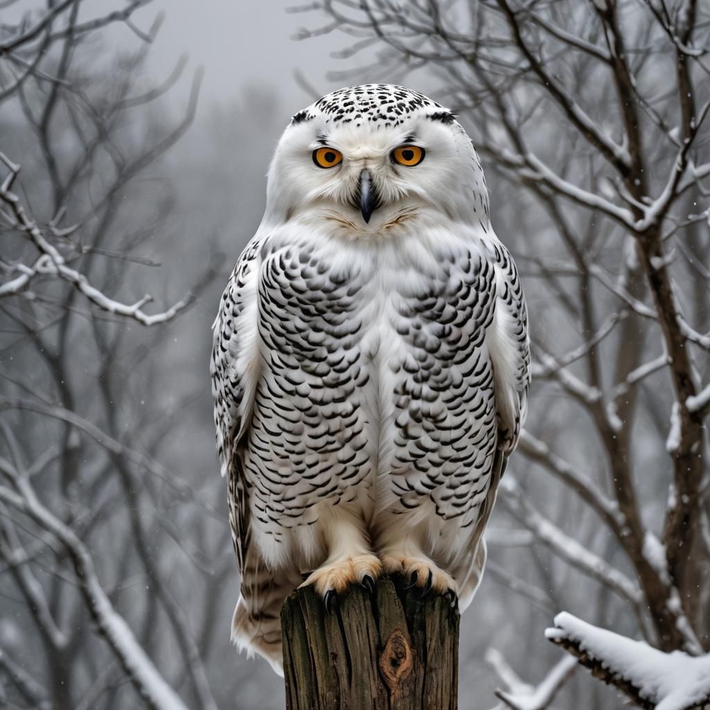 Hyperrealistic Snowy Owl Portrait in High Definition