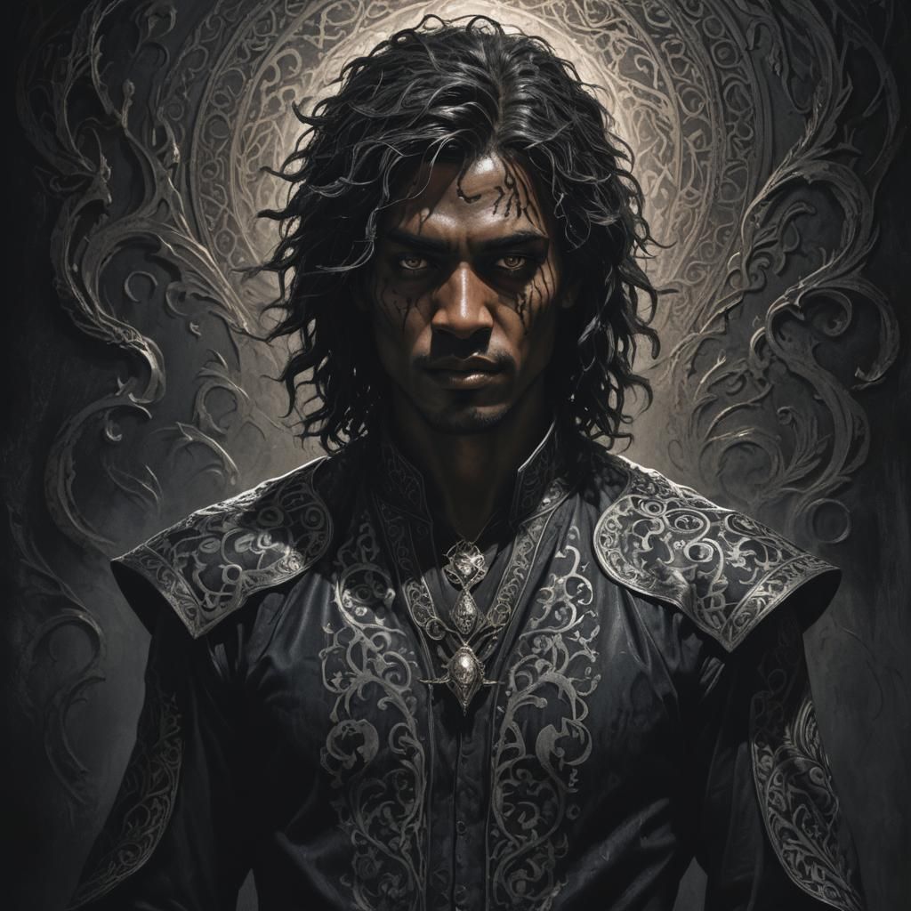 Shadow Sorcerer Emerging from Darkness: Hyperrealistic Cinem...