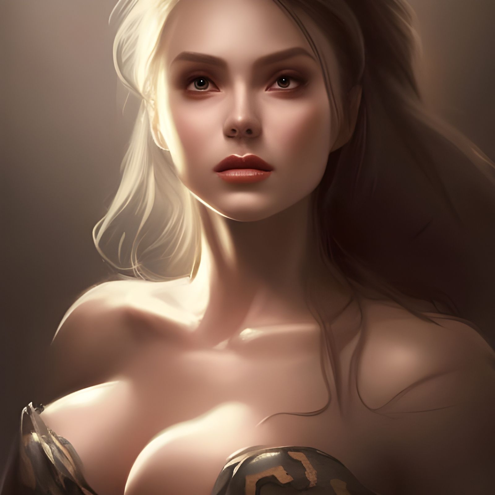 Fantasy Woman Fighting Snake in Dark Art Style