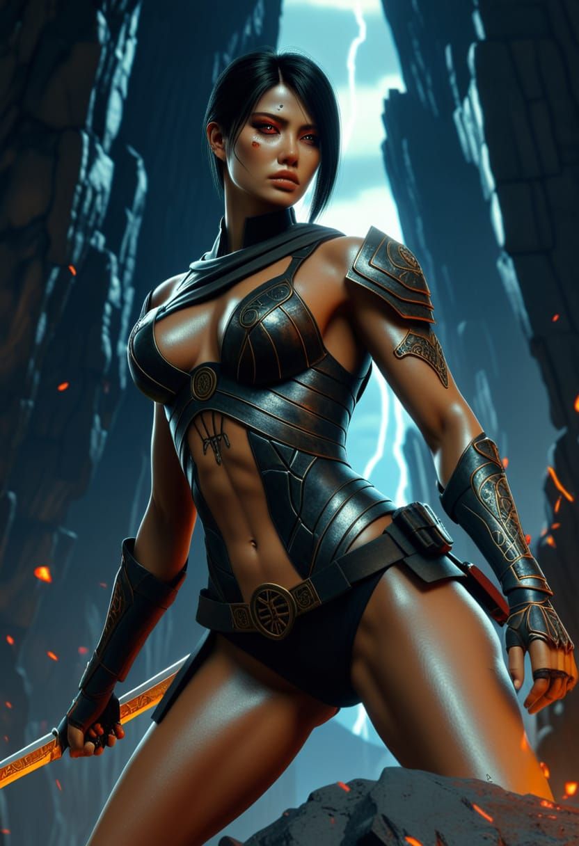 Ancient Titan Awakens in Volcanic Landscape Digital Art