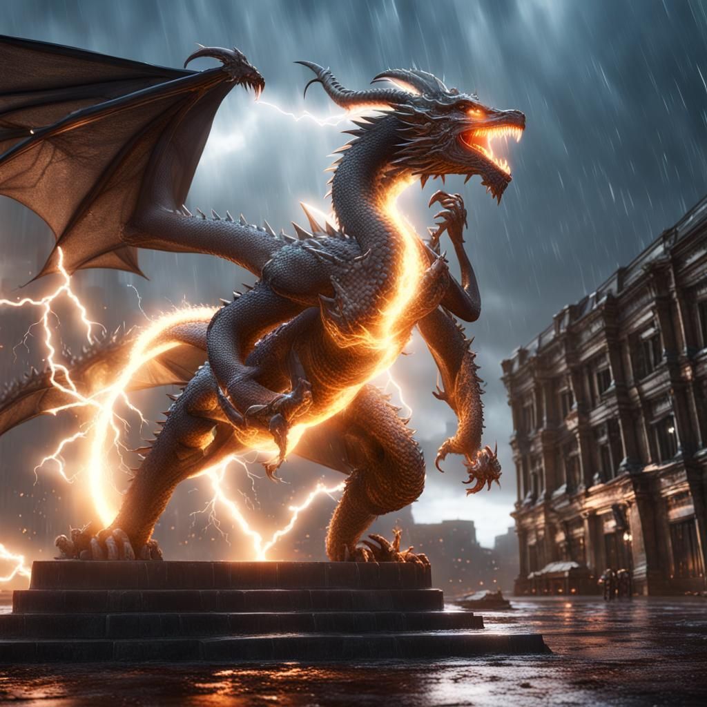 Lightning Dragon in Storm: 3D Game Cinematic