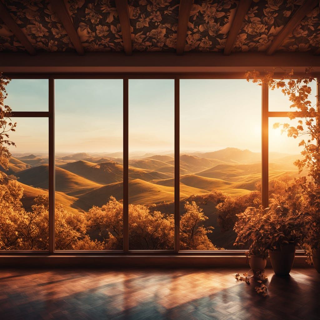 Vintage Floral Wallpaper With Morning Light