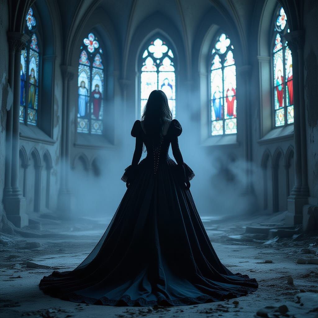 Amy Lee in Gothic Cathedral, Digital Painting