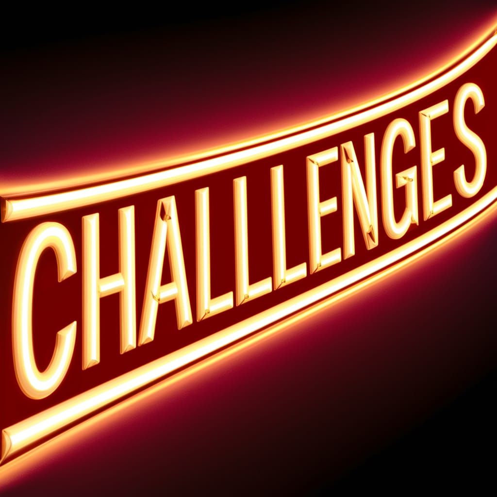 Eye-Catching Neon Sign for "Challenges"