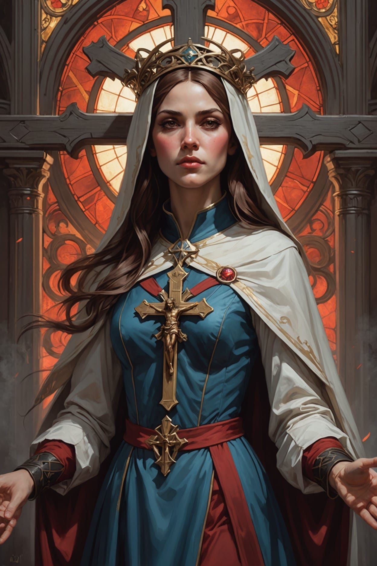 Ornate Portrait in Art Nouveau Style