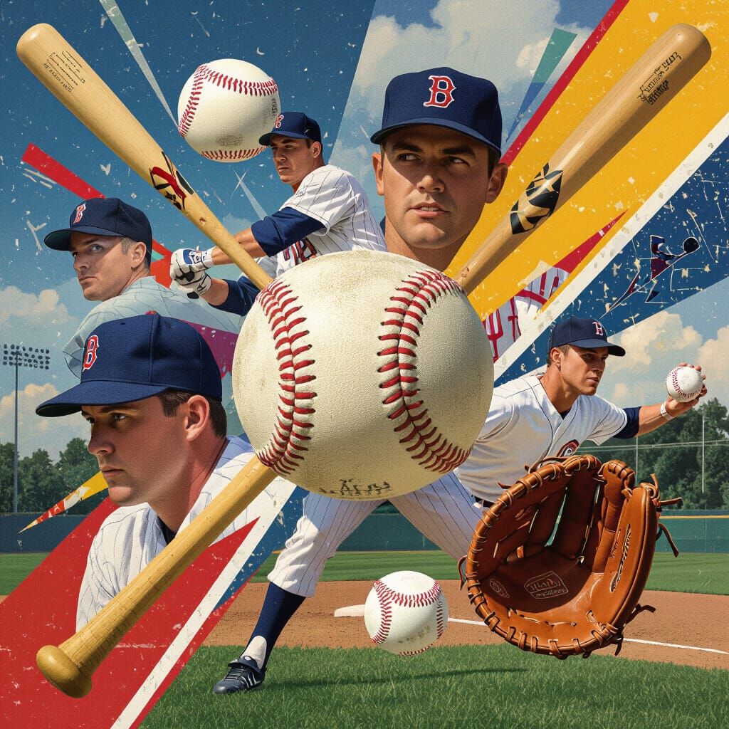 Dynamic Baseball Collage With Iconic Imagery