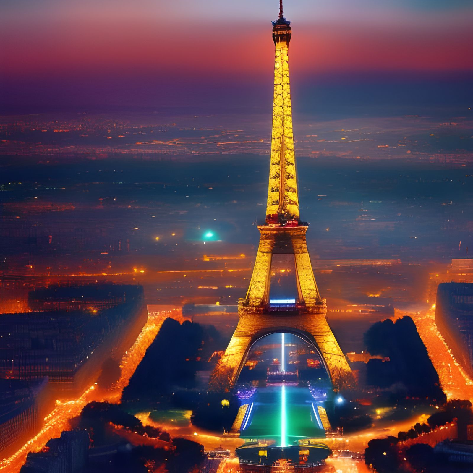 Eiffel Tower at Night: Expressionist Digital Art