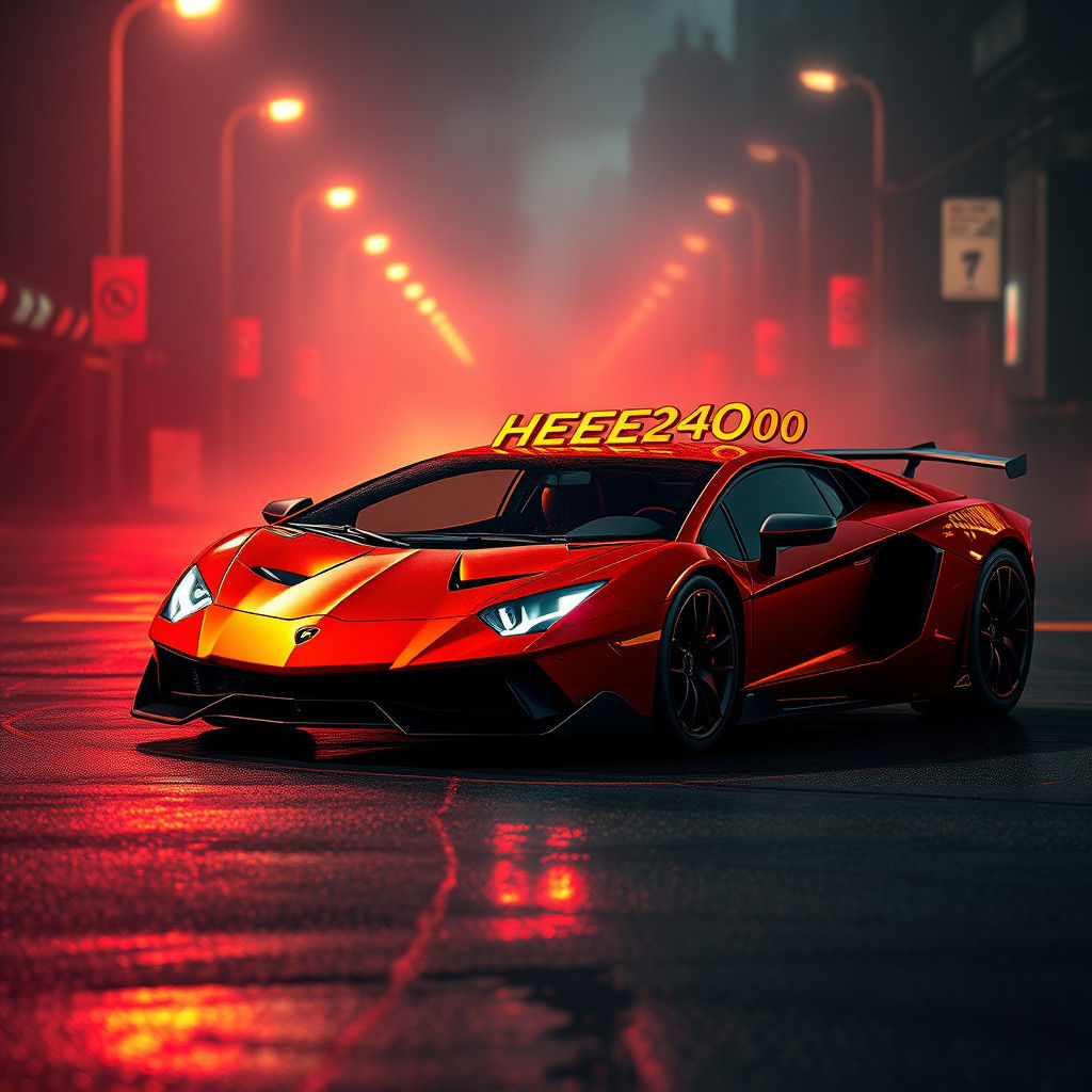 Lamborghini with Custom Text: Epic Digital Matte Painting
