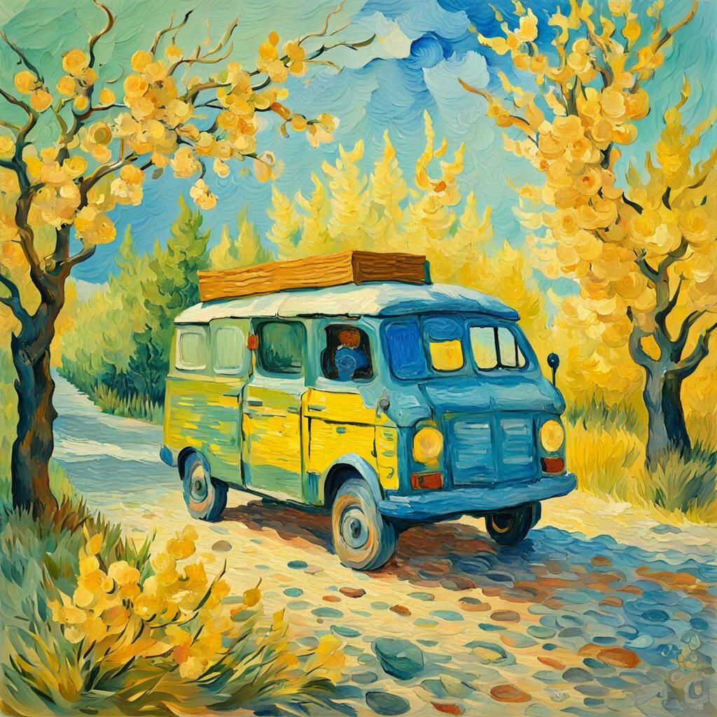 Gouache Landscape with Impasto Brushstrokes