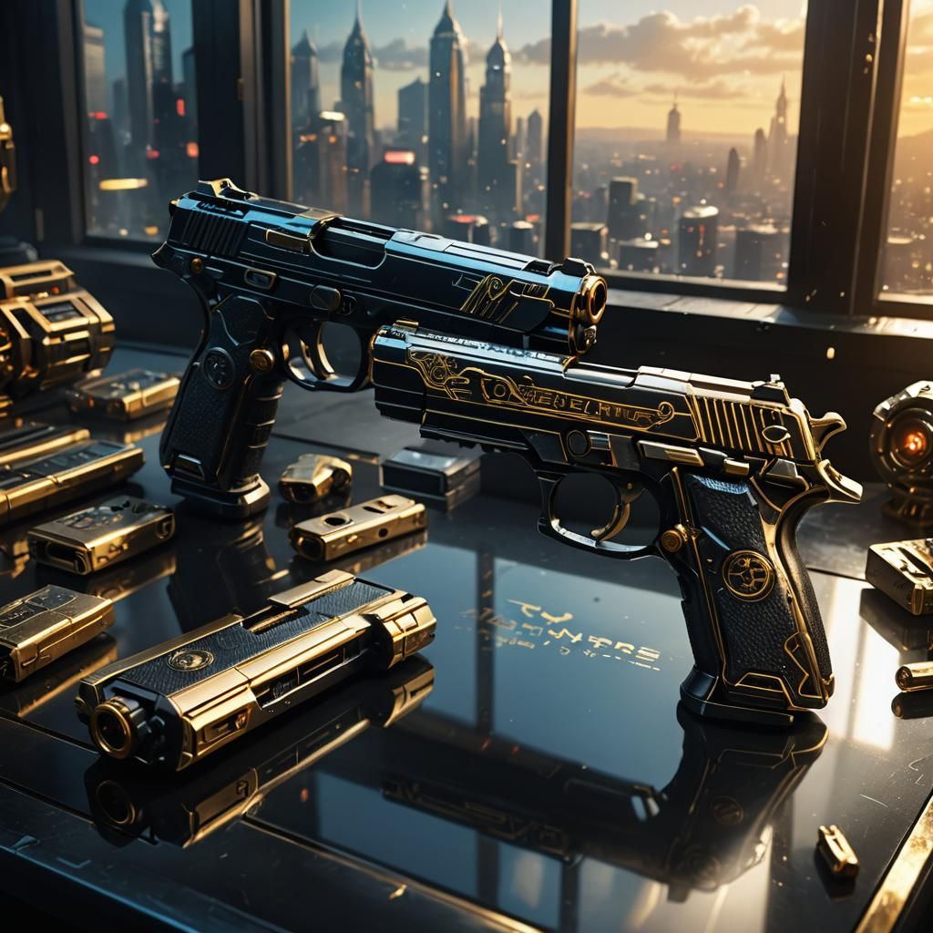 Sci-Fi Energy Pistols Concept Art in 8K