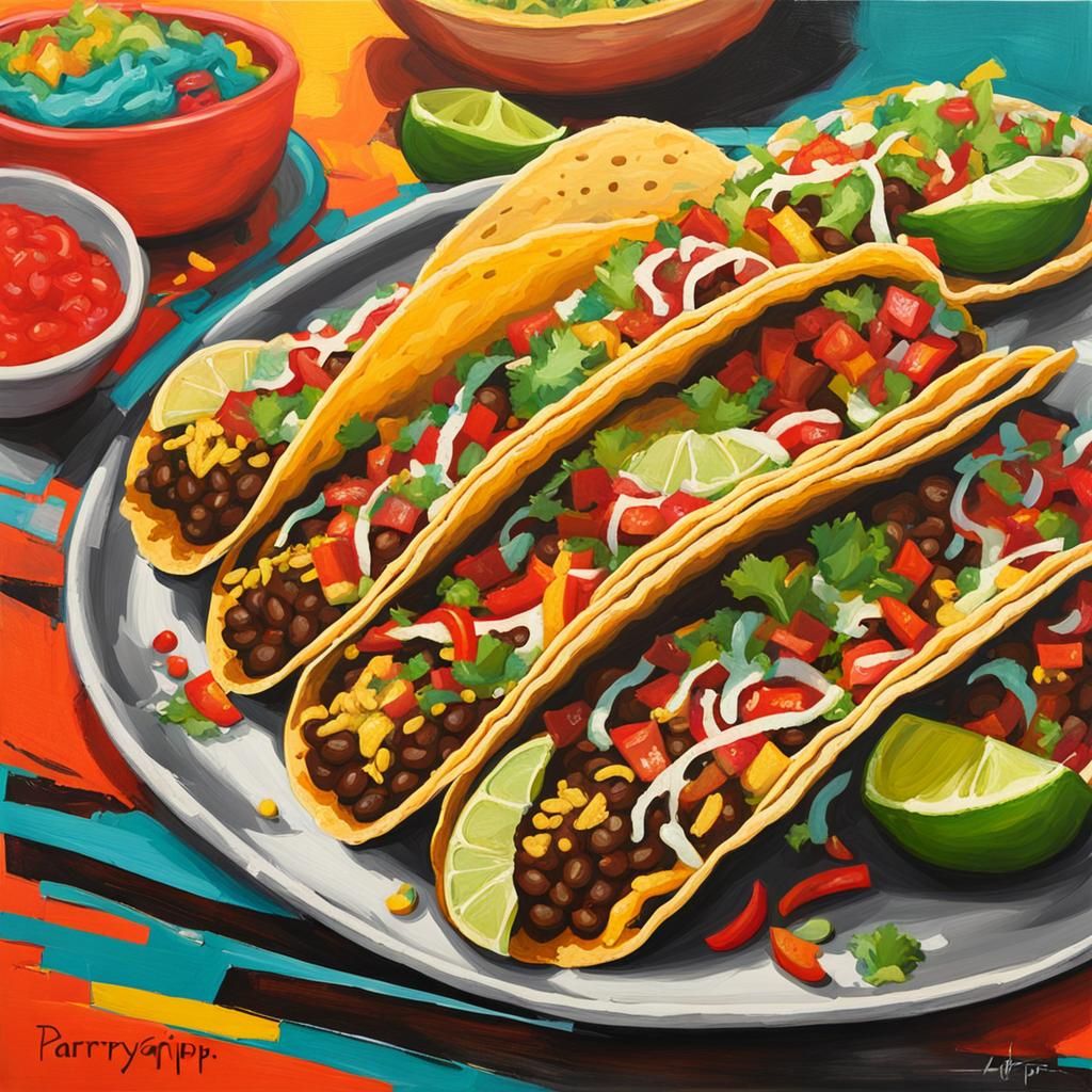 Abstract Tacos Art with Complementary Colors