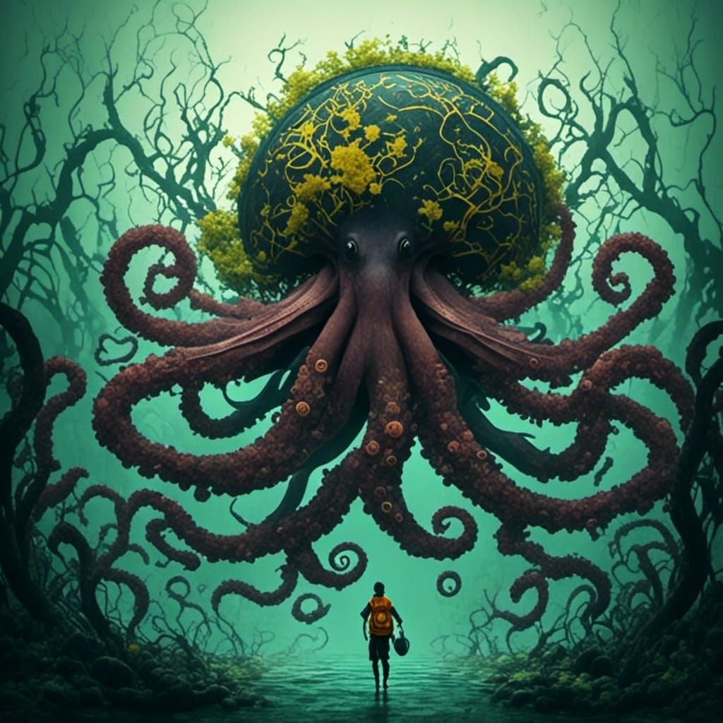 <lora:Graffiti Doom:1.0> <lora:Cicada Song:1.0> An octopus