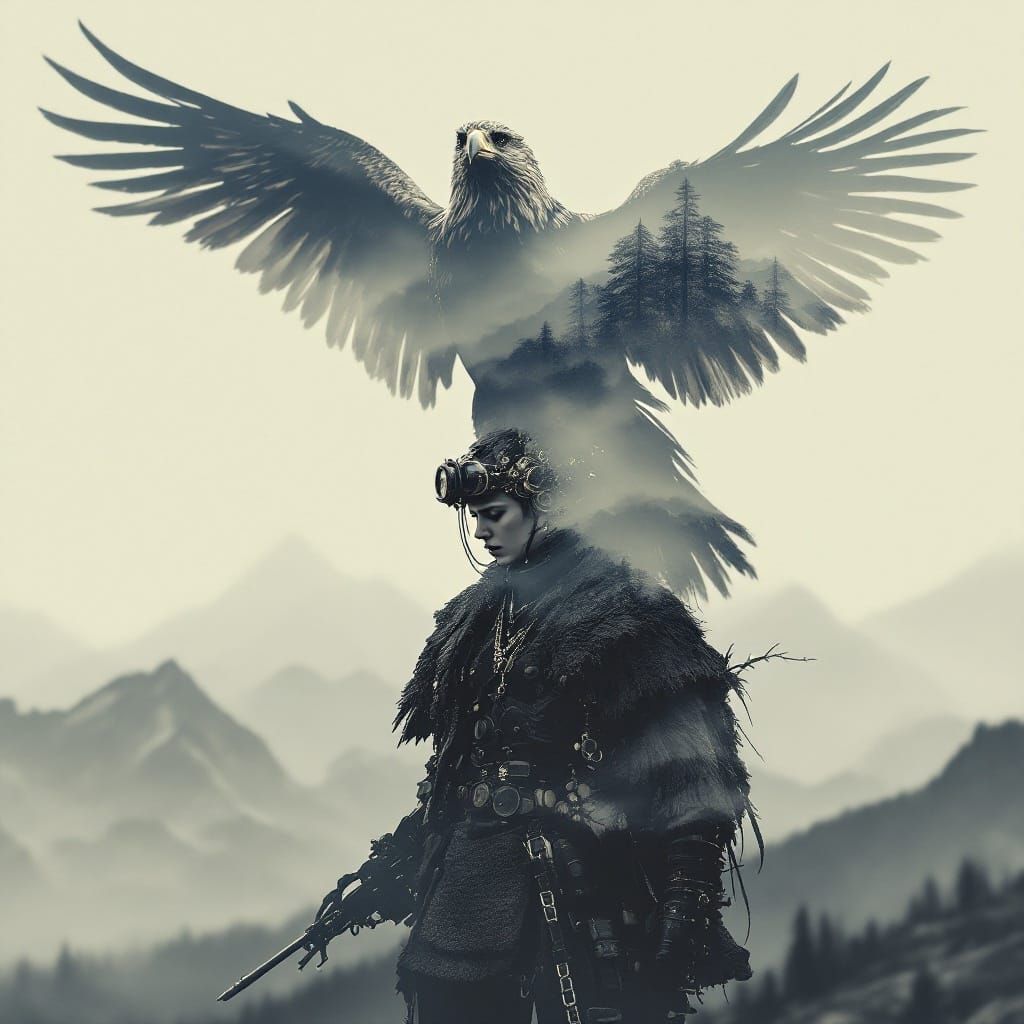 Steampunk Huntress Transcends Identity in the Mountains