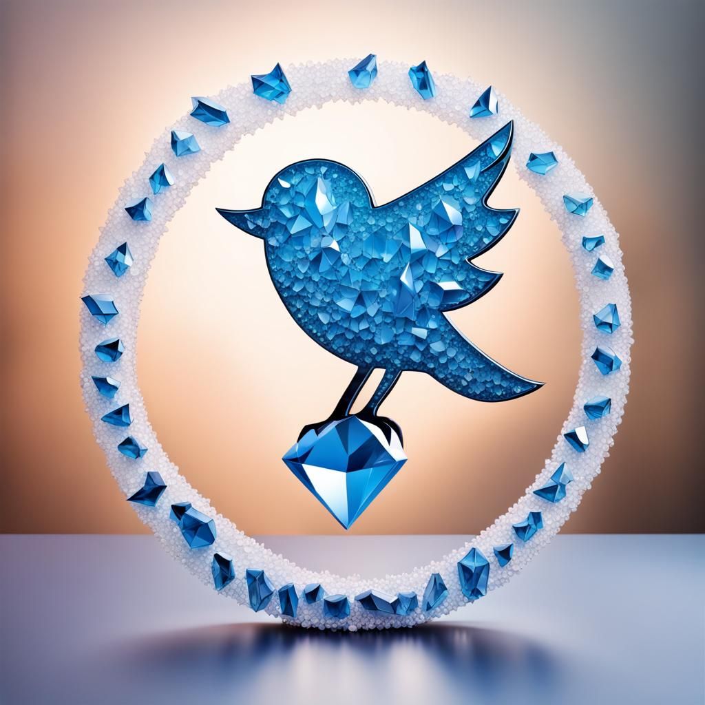 Crystalline Twitter Logo: A Crystal Art Rendition