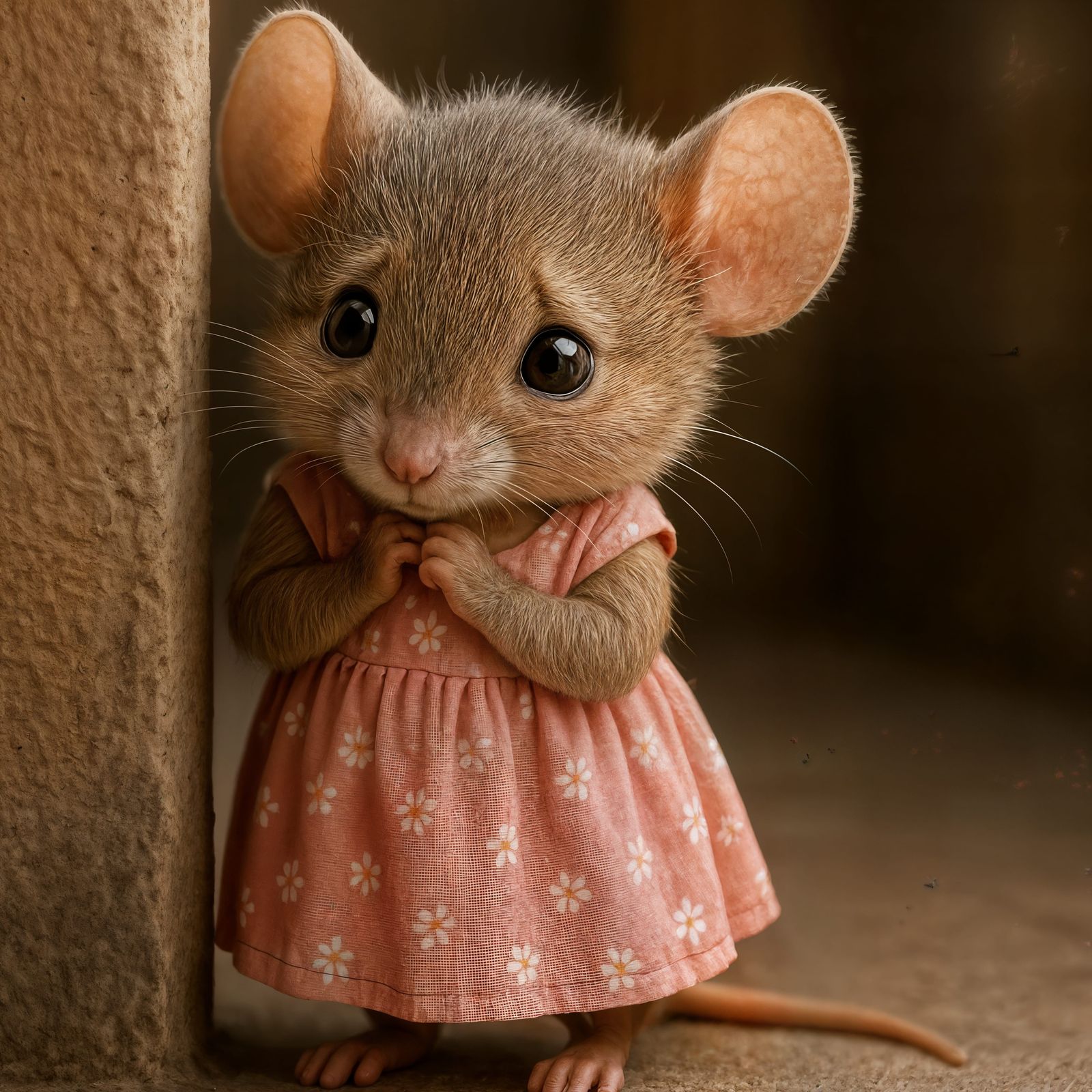 Adorable CGI Mouse Peeks from Corner