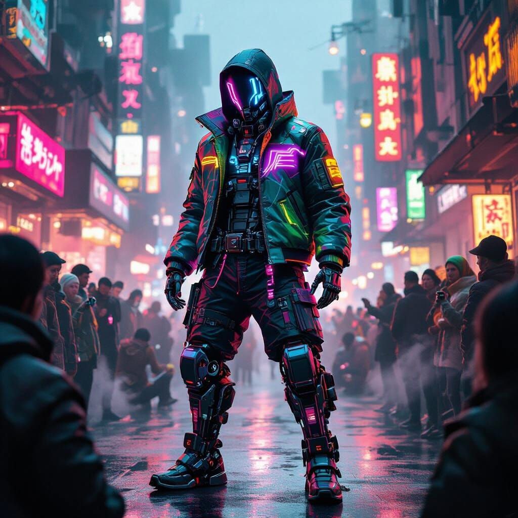 Cyberpunk Street Performer Mesmerizes Crowd