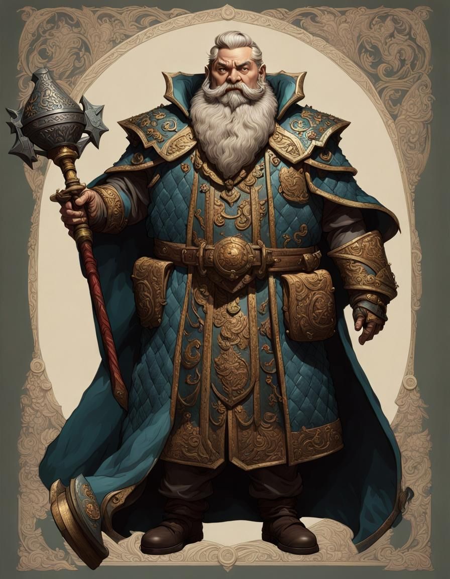 Dwarven Cleric Portrait in Dark Fantasy Style