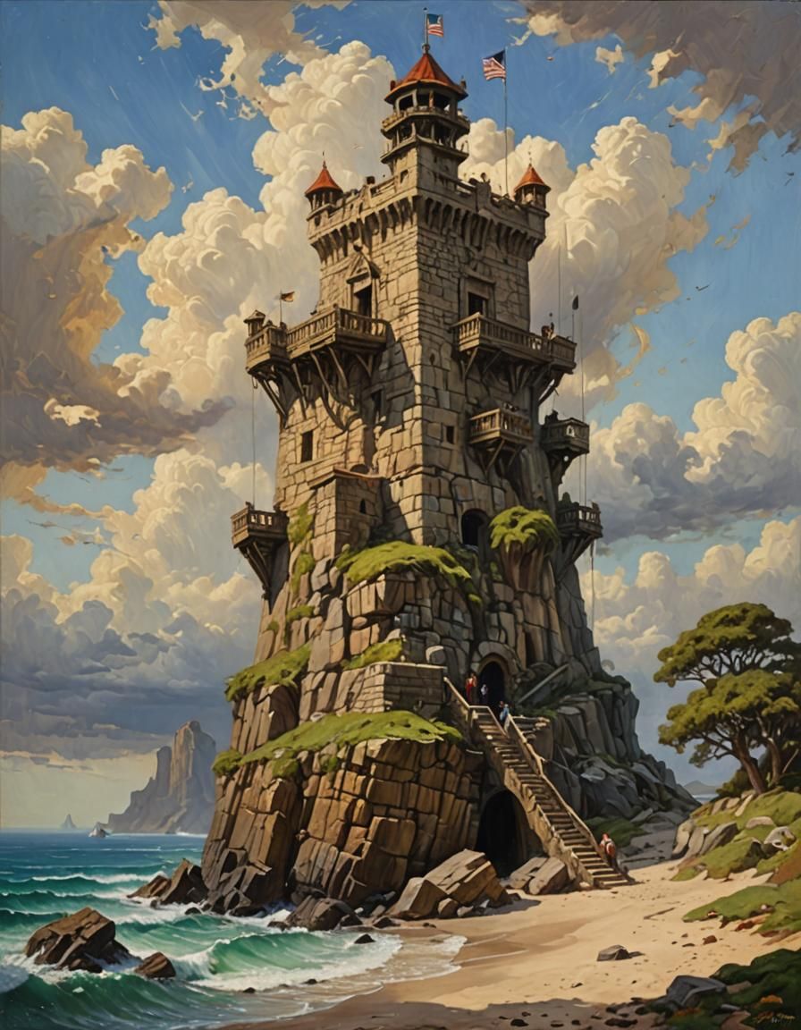 Treasures Tower: Oil Painting in Gurney Style