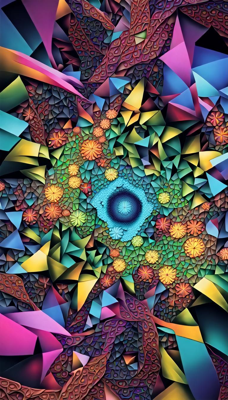 Complex Neon Fractal Design in 3D