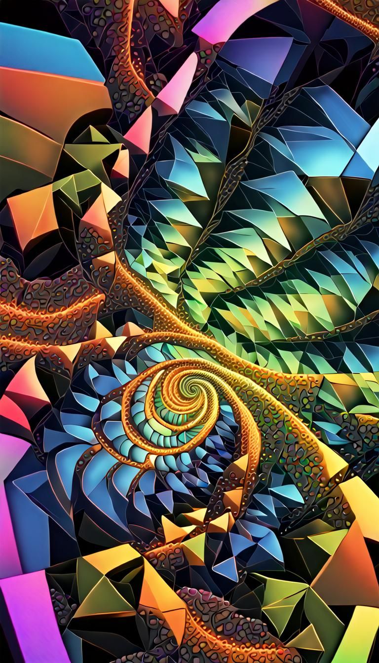 Complex Fractal Design with 3D Neon Effects