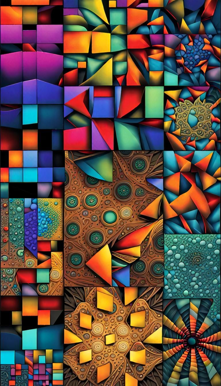 Complex Fractal Design with 3D Neon Effects