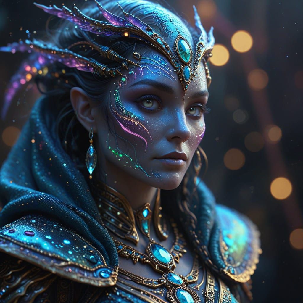 Ethereal Alien Noble in Cosmic Regalia