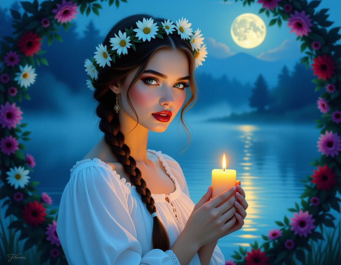 Ethereal Beauty in Moonlight: A Hyperrealistic Portrait