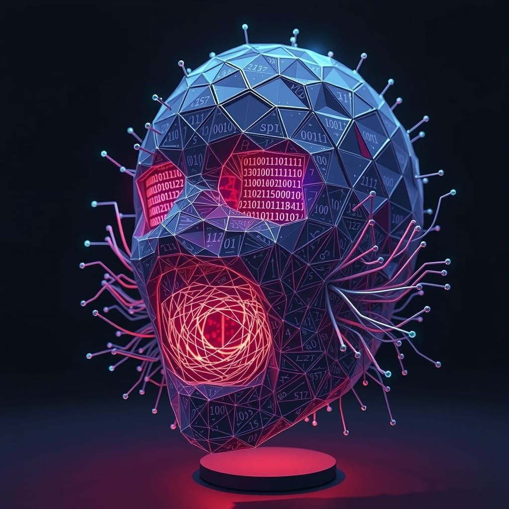 Voxel Head Consumes Binary Data in a Dance of 1s and 0s