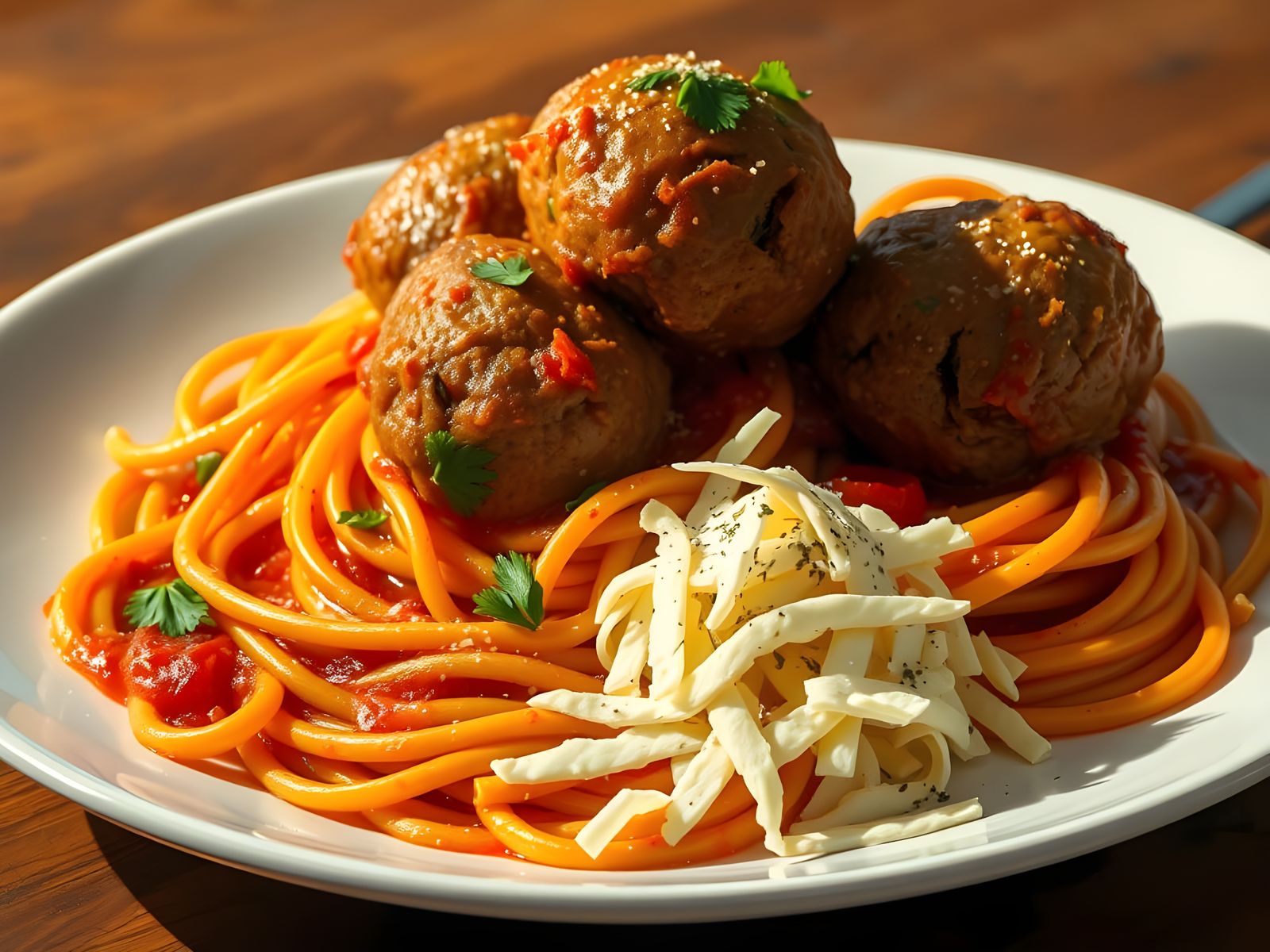 Italian Masterpiece: Giant Meatballs with Spaghetti and Melt...