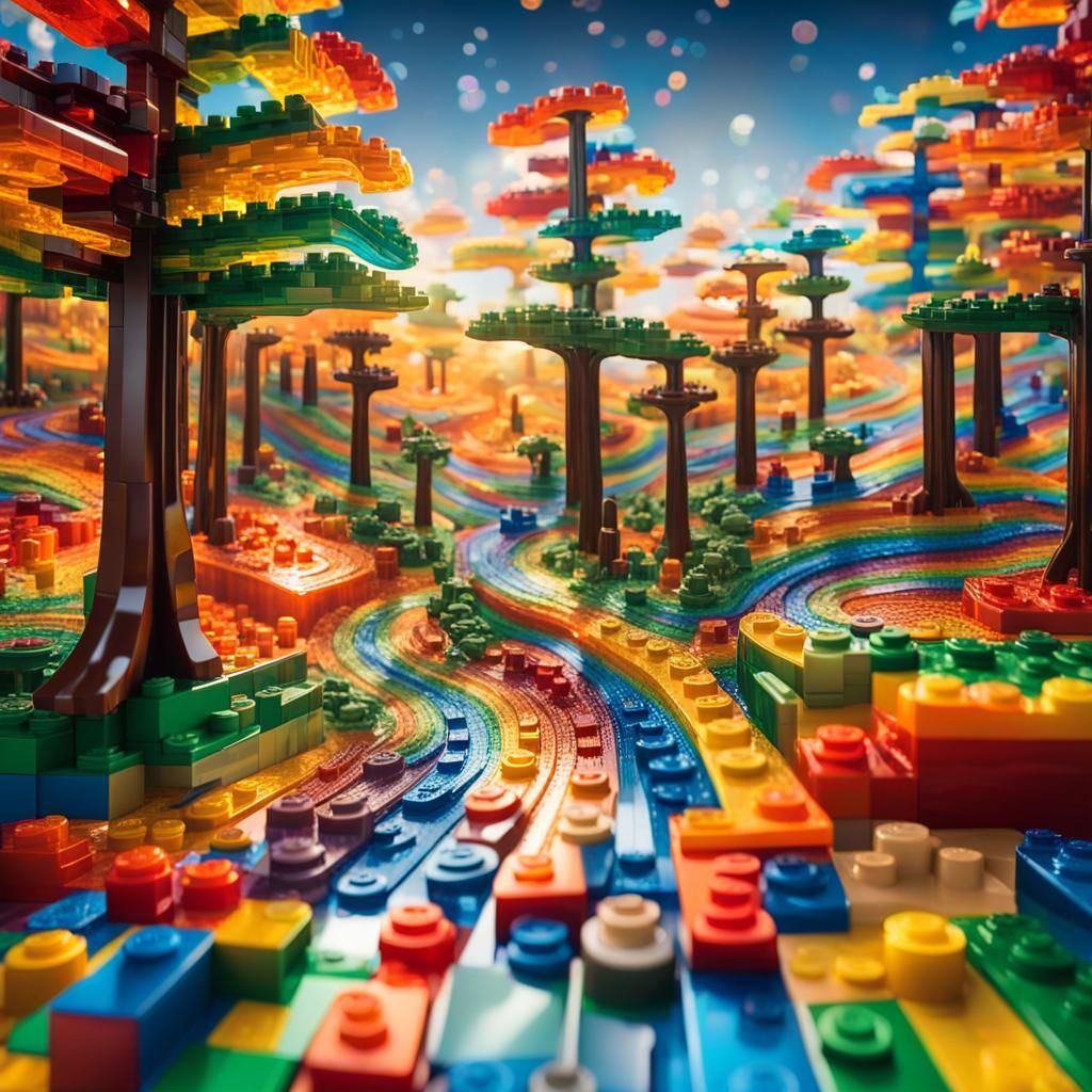 LEGO Rainbow Landscape Inspired by Escher and Dali