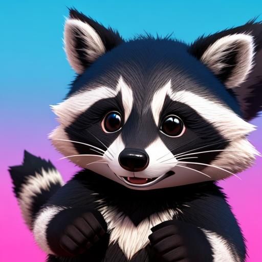 Kawaii Raccoon 3D Cartoon
