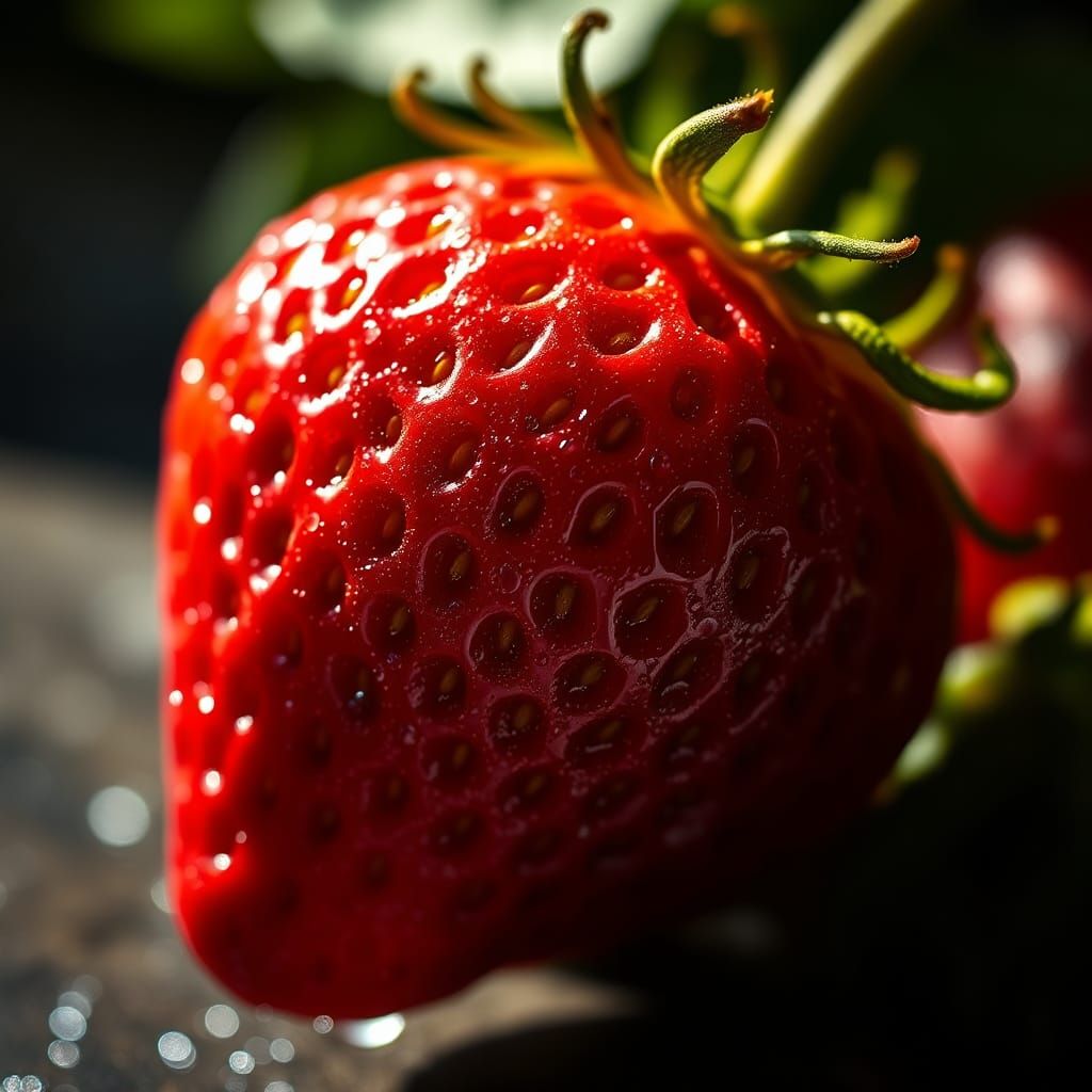 Hyperrealistic Strawberry Close-Up in HDR