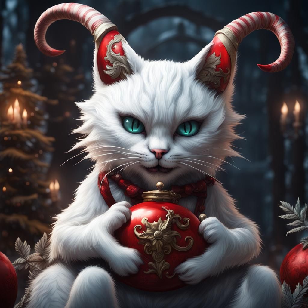 White Cat and Krampus Doll: Fantasy Concept Art