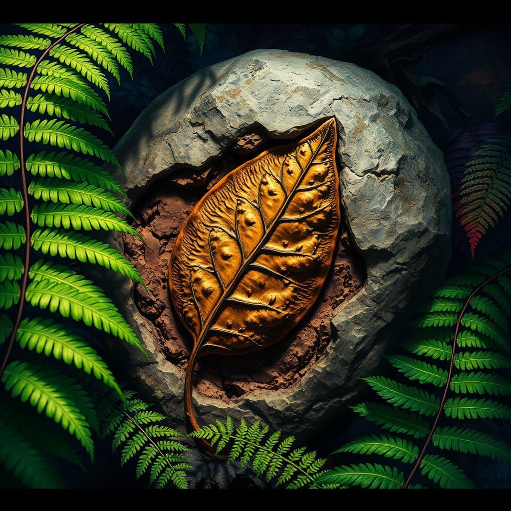 Rainforest Fossil in Hyperrealistic Splash Art Style