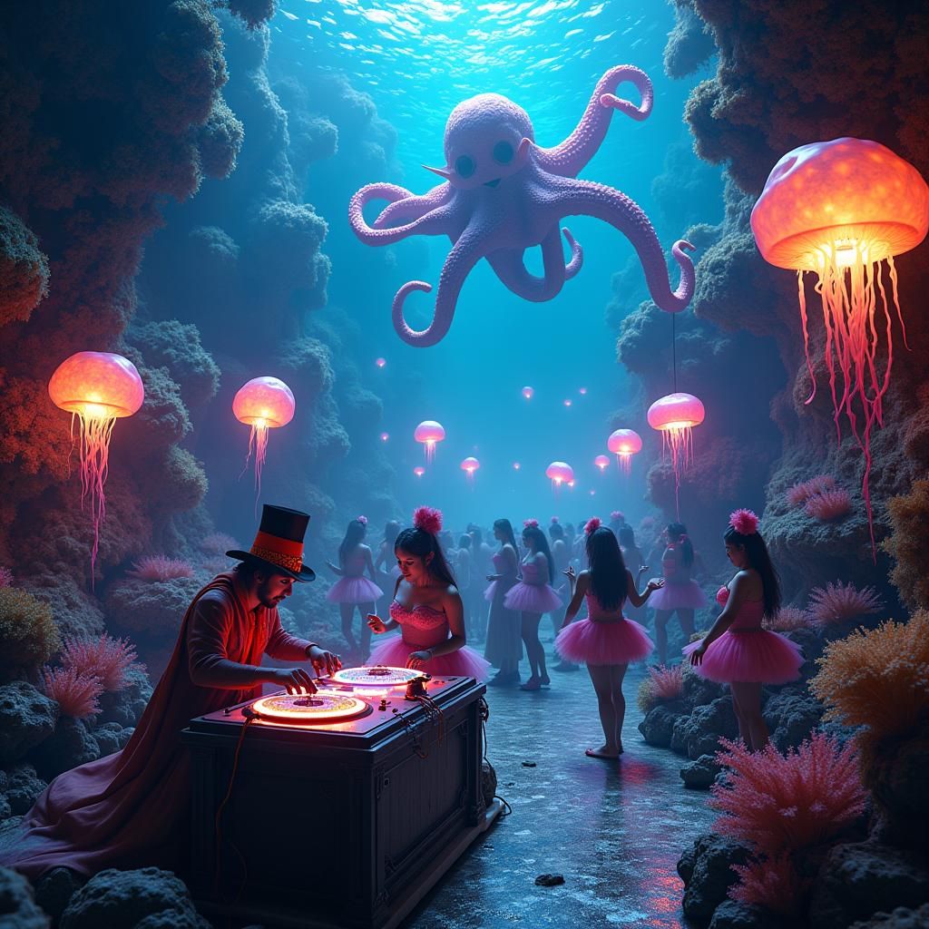 Mystical Oceanic Dance Party in Surrealist Style