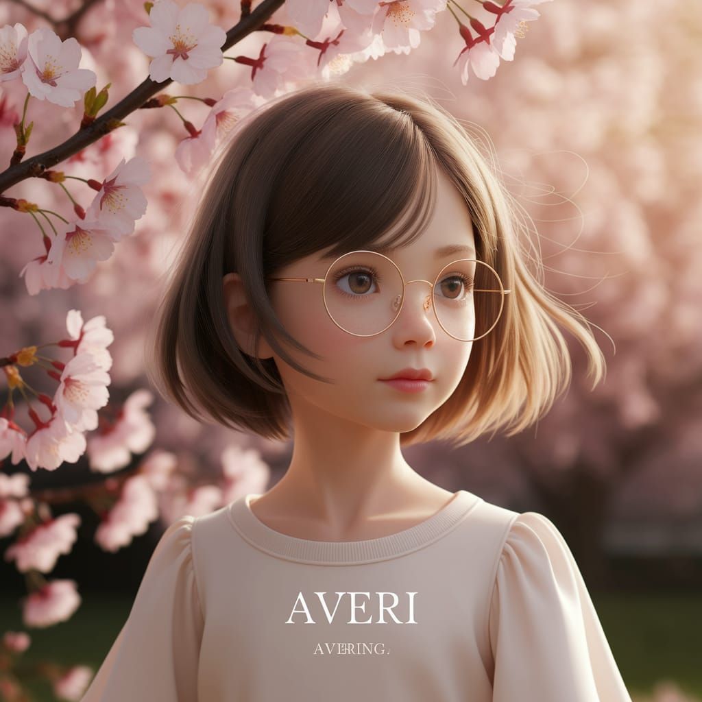 Serene Young Girl Stands Amidst Blooming Cherry Blossoms in ...