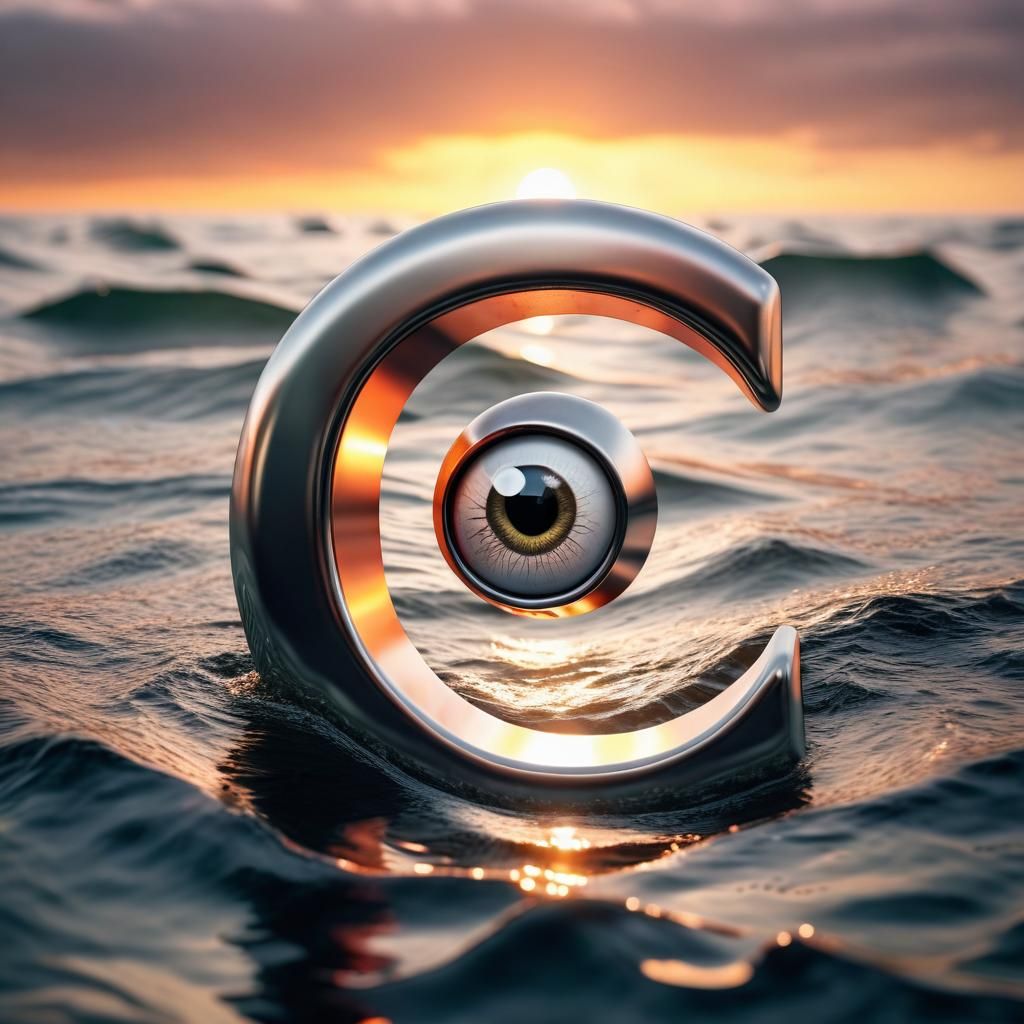Letter "C" with Googly Eyes at Sunset