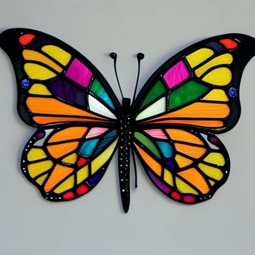 Stained Glass Butterfly in Decorative Style