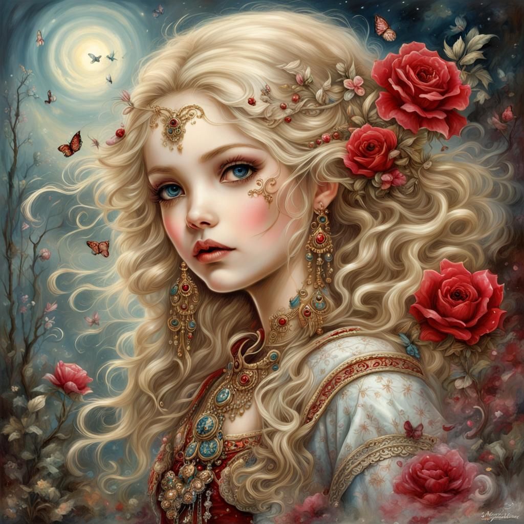 Glamourous Blonde Woman in Fantasy Art Style