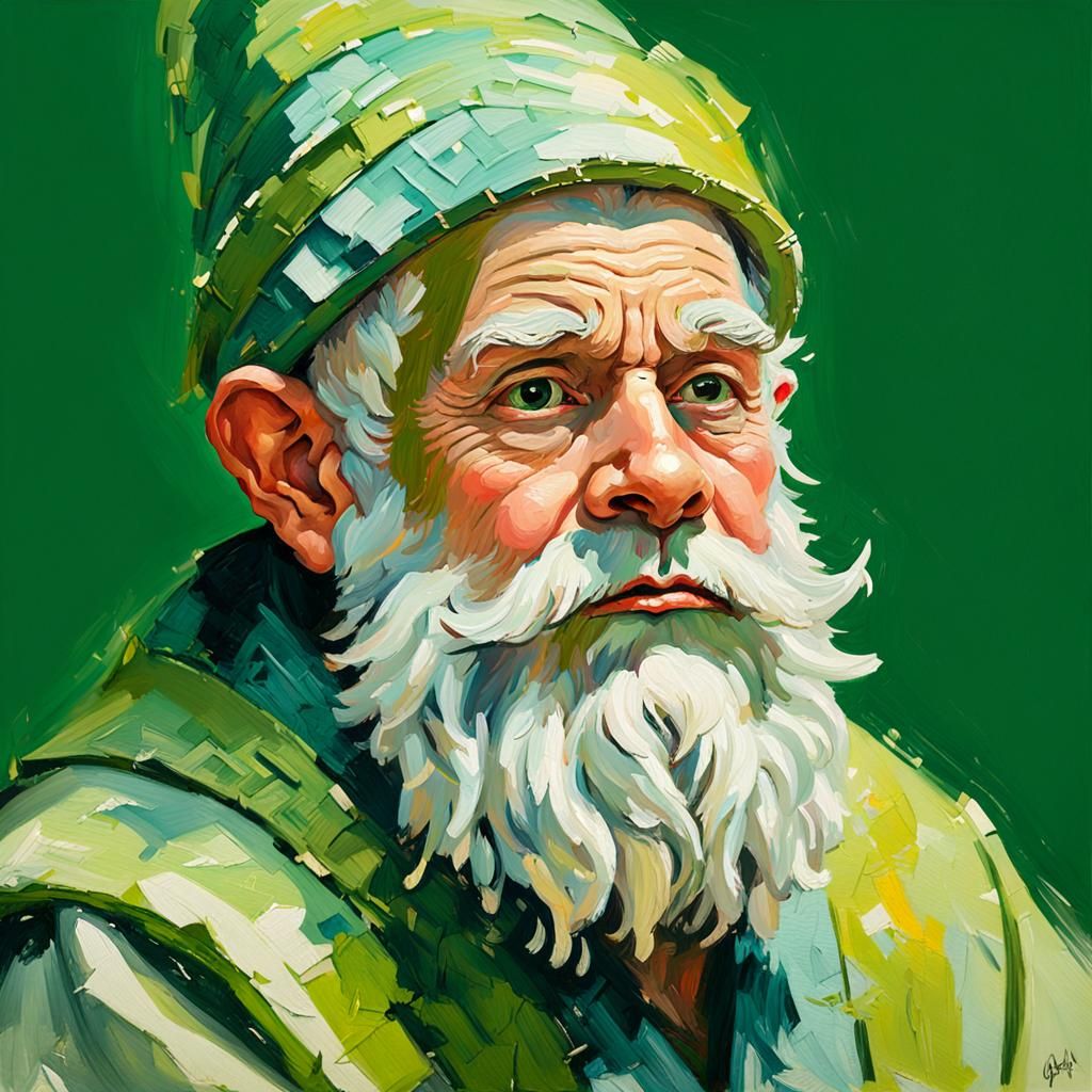 Gnome Portrait in Gouache Impressionist Style