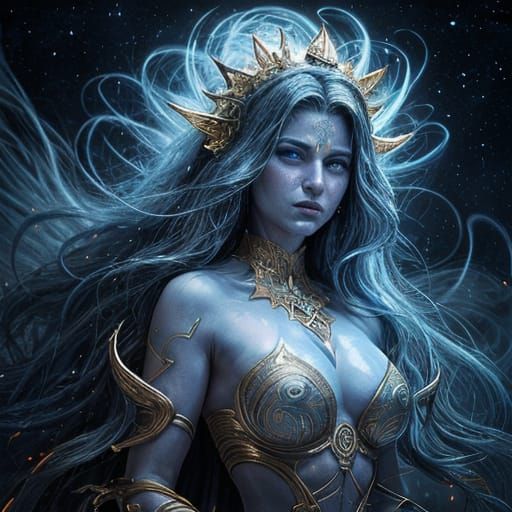 Celestial Goddess Lounging Amidst Galaxies in Splash Art