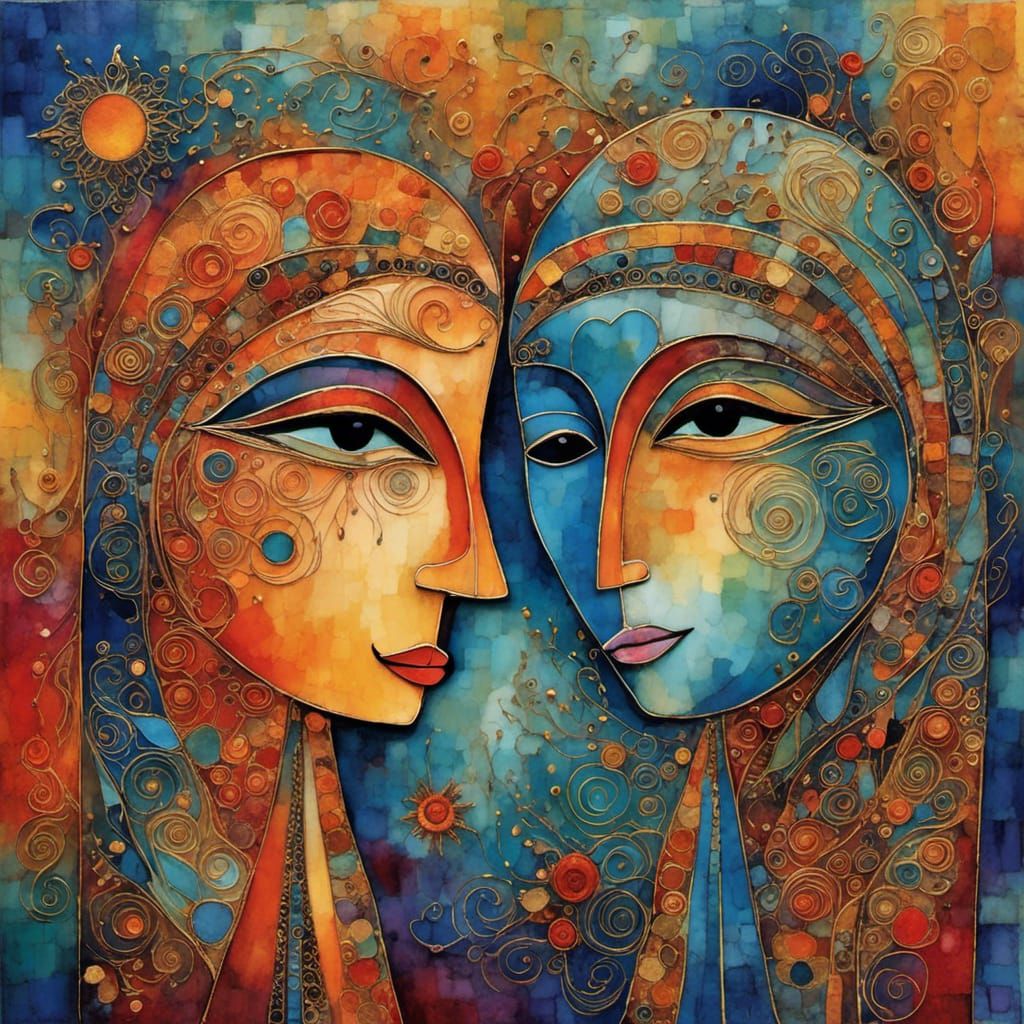 Friendship Art: Intricate Details and Golden Outlines