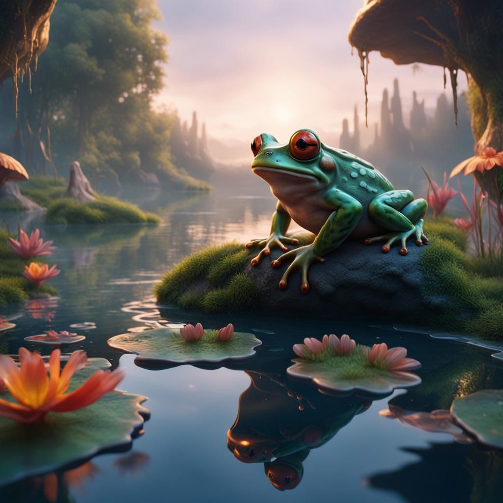 Fantastical Frog Party in Deep Color