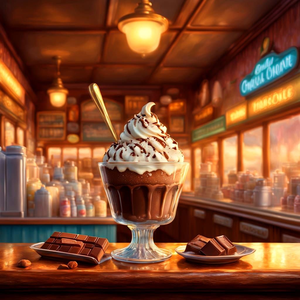 Retro Chocolate Malt at Ice Cream Counter