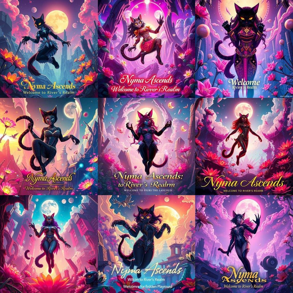 Cyberpunk Cat Goddess Ascending in Dreamscape