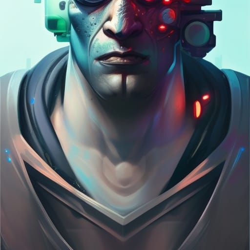 Cyberpunk Orc Portrait in Digital Art Style